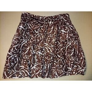 Banana Republic 100% Silk Skirt Bubble 10 M Brown Medium Animal Print Giraffe